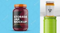 6336+ Glossy Storage Jar PSD Mockup Easy Editable