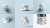 6339+ Frosted Glass Cosmetic Jar PSD Mockup Front View High-Angle Shot Free Photoshop Mockup Design