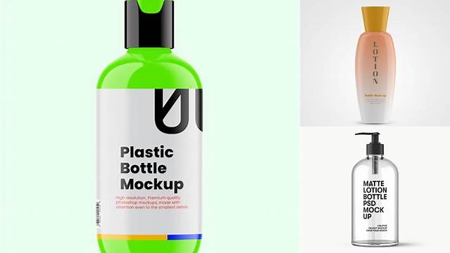 634+ Plastic Lotion Bottle with Clear Liquid PSD Mockup Advanced Editable PSD