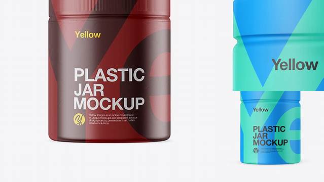 6341+ Plastic Jar in Matte Shrink Sleeve PSD Mockup Premium Mockup Freebie