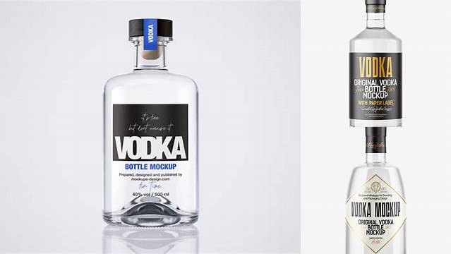 6345+ Clear Glass Vodka Bottle PSD Mockup Front View Unique Free Photoshop Files