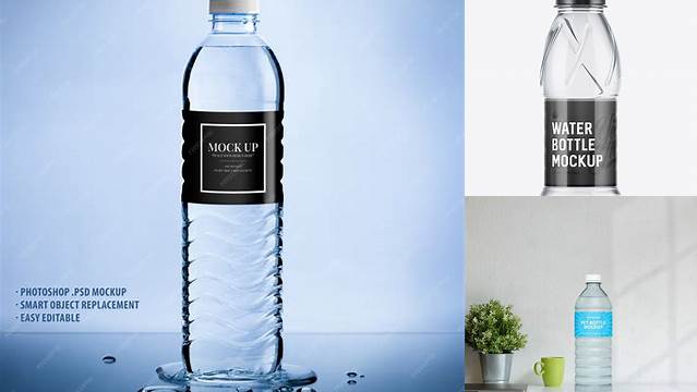 6345+ White Plastic PET Bottle with Water PSD Mockup Premium Quality PSD Freebie