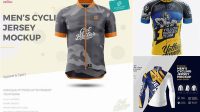 6347+ Men's Cycling Jersey With Long Sleeve PSD Mockup Front View High-End Professional PSD Resources