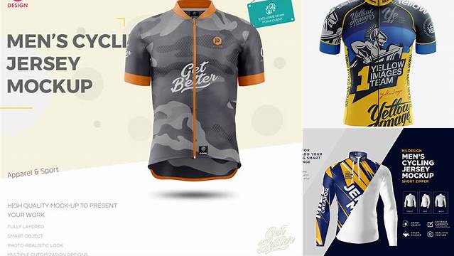 6347+ Men's Cycling Jersey With Long Sleeve PSD Mockup Front View High-End Professional PSD Resources