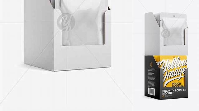 6349+ Box with Pouches PSD Mockup Half Side View Include TIFF