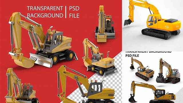 6354+ Excavator Mockup Smart Object PSD Template