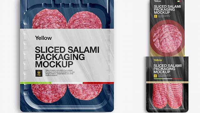 6354+ Plastic Vacuum Tray with Classic Salami PSD Mockup Professional Quality PSD Freebie