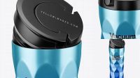 6355+ 420ml Matte Stainless Steel Vacuum Coffee Cup PSD Mockup High-Angle Shot Best Free Mockup PSD