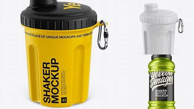 6356+ 0.3L Shaker Bottle PSD Mockup High-Angle Shot Advanced Editable Template Free