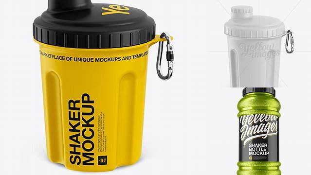 6356+ 0.3L Shaker Bottle PSD Mockup High-Angle Shot Advanced Editable Template Free