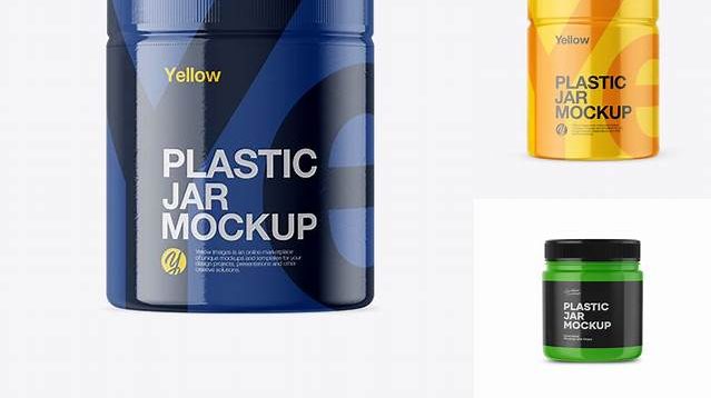 6358+ Plastic Jar in Shrink Sleeve PSD Mockup Download Customizable PSD