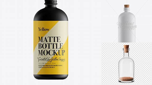 6362+ Matte Glass Bottle with Cork Stopper PSD Mockup Editable and Customizable PSD