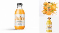 6363+ 60ml Plastic Bottle with Orange Juice PSD Mockup High-End Layered Mockup Free