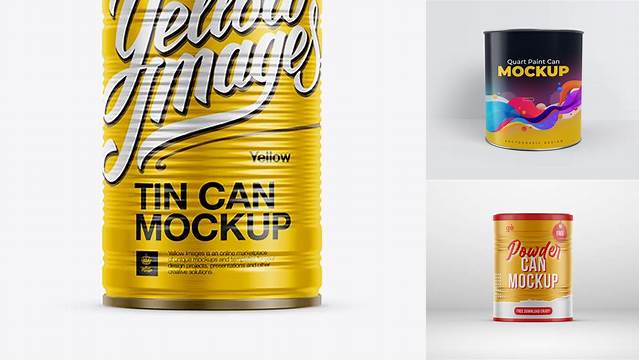 6365+ Metallic Tin Can PSD Mockup Eye-Level Shot Versatile Photoshop File