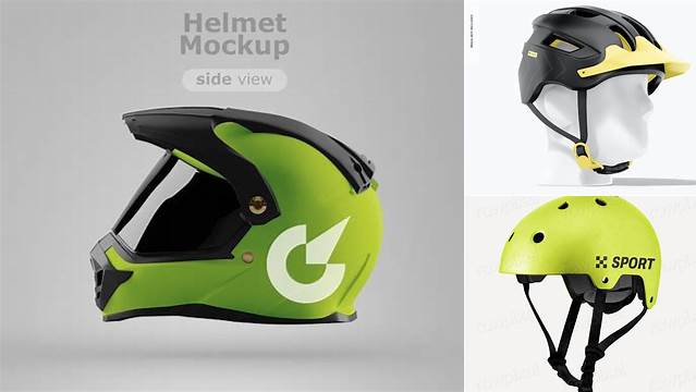 6366+ Cycling Helmet PSD Mockup Side View Editable and Customizable PSD