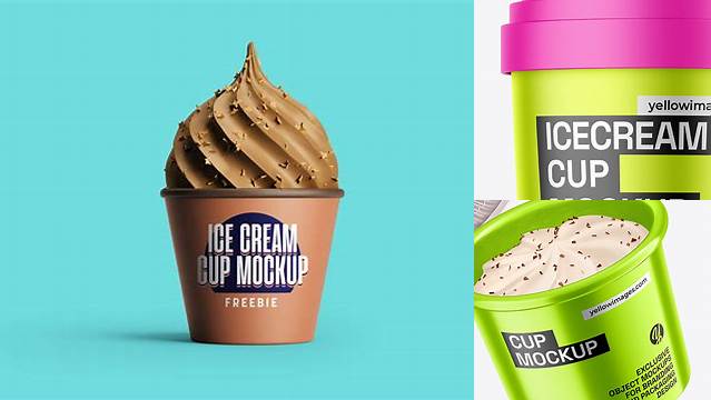 6367+ Metallized Ice Cream Cup PSD Mockup Easy-to-Edit Photoshop Freebie