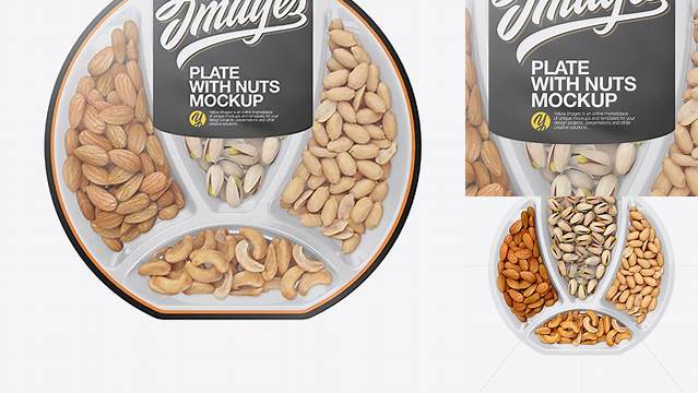 6370+ Plate with Nuts in Matte Film PSD Mockup Top Views Editable Graphic Free PSD