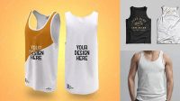 6372+ Men’s Jersey Tank Top PSD Mockup Back View Exclusive PSD Design Freebie