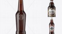 6373+ 330ml Amber Glass Red Ale Bottle with Foil PSD Mockup High-Resolution Editable PSD