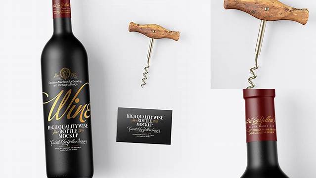 6373+ Ceramic Wine Bottle with Corkscrew and Card PSD Mockup Fully Editable Photoshop PSD Free Download