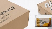 6374+ Kraft Carton Box PSD Mockup Half Side View high-angle shot Custom PSD Mockup Template