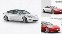 6374+ Tesla Model 3 PSD Mockup Top View Smart PNG Image