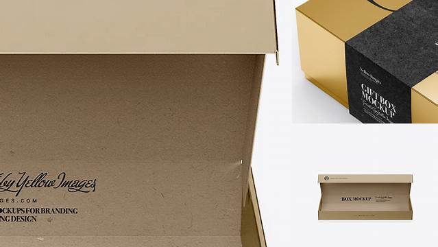 6375+ Opened Metallic Box PSD Mockup High-Angle Shot Versatile PSD Mockup File