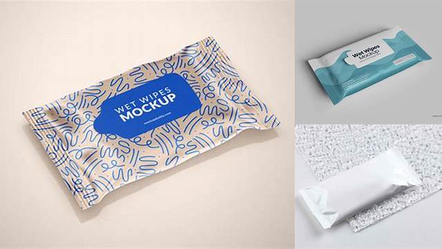 6379+ Kraft Wet Wipes Pack PSD Mockup Half Side View Best Free Mockup PSD