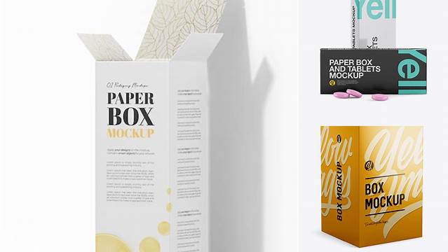 6379+ Two Paper Boxes PSD Mockup Half Side View High-Angle Shot Modern PSD Templates