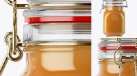 638+ 900ml Raw Honey Glass Jar with Clamp Lid PSD Mockup Front View Eye-Level Shot Exclusive Digital PSD Resource