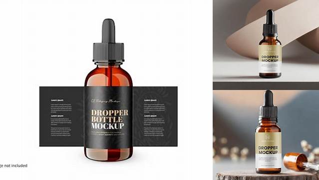 638+ Treatment Amber Bottle with Dropper PSD Mockup Free PSD