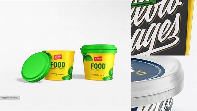 6380+ Glossy Plastic Container PSD Mockup Half Side View High-Angle Shot Versatile PSD Mockup File