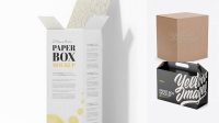 6381+ Paper Box PSD Mockup Half-Side View High Angle Shot Advanced Editable PSD