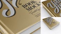 6397+ Metallic Book PSD Mockup Half Side View High-Angle Shot Unique Free Photoshop Files