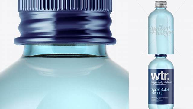 6399+ Aqua Blue Glass Bottle with Metal Cap PSD Mockup Download Customizable PSD