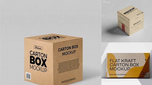 640+ Matte Square Carton Box PSD Mockup Front View Exclusive and Stylish Design PSD