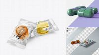 6403+ Transparent Flow Packs with Capsules PSD Mockup Layered PSD File Free Download