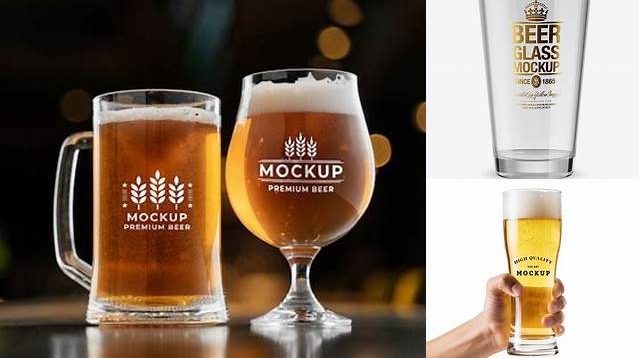 6406+ Empty Beer Glass PSD Mockup Creative High-Resolution PSD Freebie