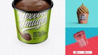 6409+ Metallic Ice Cream Cup PSD Mockup High-Angle Shot High-End Creative PSD Template