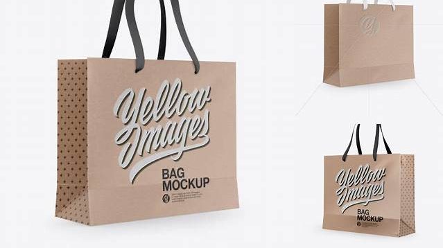 641+ Kraft Bag with Raised Up Handles PSD Mockup Half Side View Free Mockup Templates