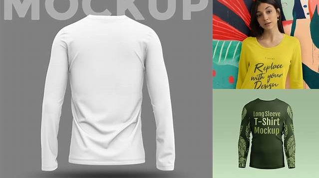 6410+ Men's Baseball T-shirt With Long Sleeves PSD Mockup Back View High-Resolution Editable PSD