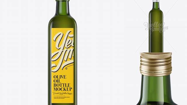 6413+ 0.75L Green Glass Olive Oil Bottle PSD Mockup Free Downloadable PSD