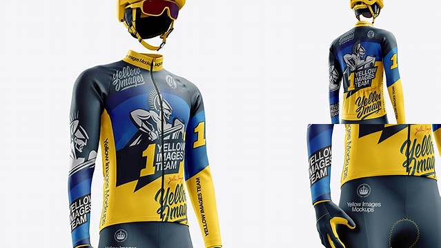 6414+ Men’s Full Cycling Kit PSD Mockup Hero Shot Layered Photoshop Template