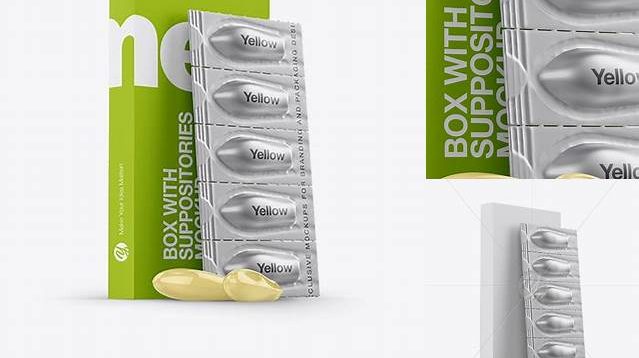 6415+ Box With Suppositories PSD Mockup Hero Shot Advanced and Editable PSD Template Free