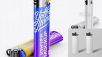 6415+ Two Plastic Lighters PSD Mockup Half-Side View Advanced Photoshop Design Free