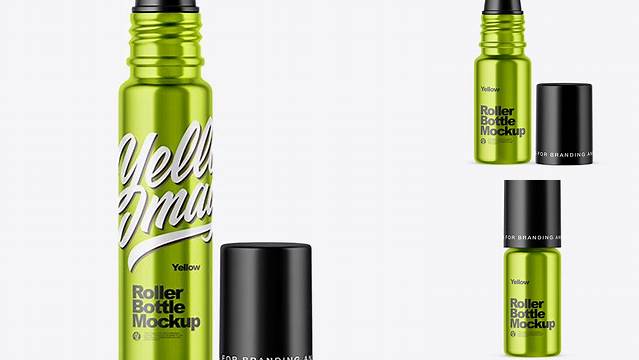 6418+ Metallized Roller Bottle PSD Mockup High-Quality PSD Files