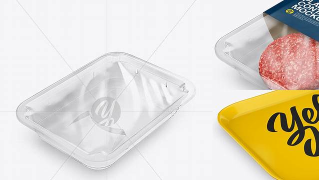 6418+ Transparent Tray PSD Mockup Half Side View High-Angle Shot Exclusive Free Creative Mockup File