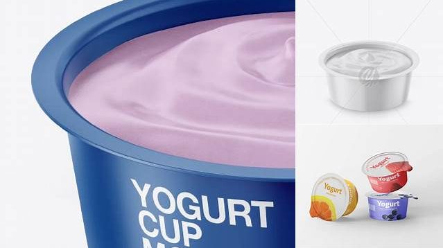 6421+ Opened Yogurt Cup PSD Mockup Front View High-Angle Shot Editable and Customizable PSD