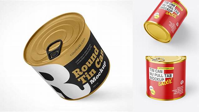 6422+ Tin Can with Pull Tab PSD Mockup Free Mockup Templates