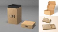 6422+ Two Kraft Boxes PSD Mockup Side View Exclusive Free Creative Mockup File